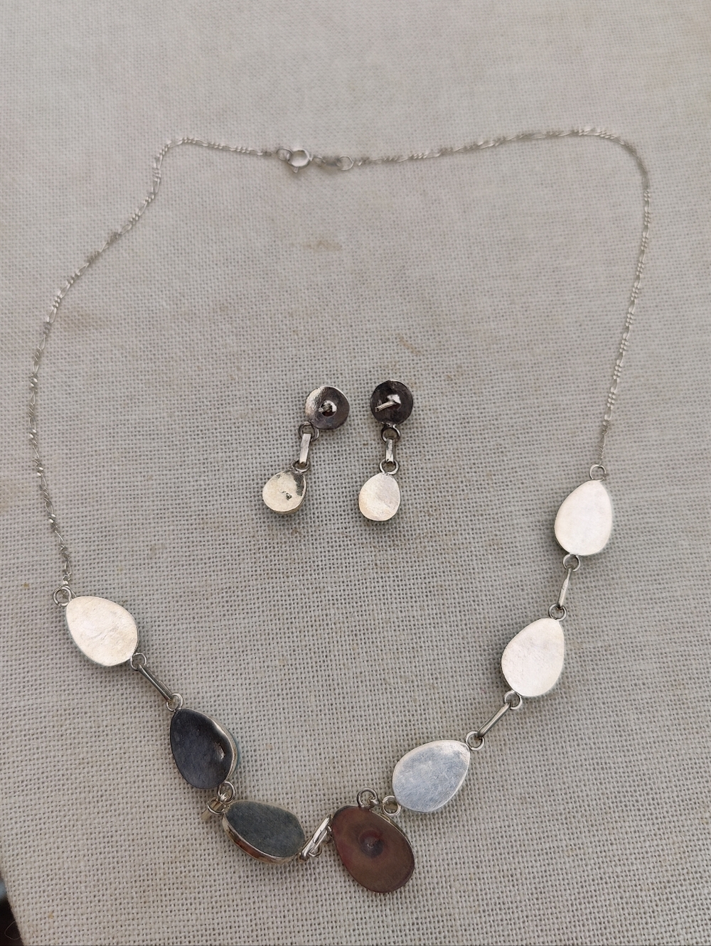 Vintage Sterling Silver Larimar Necklace And Earrings Set - Picture 9 of 9